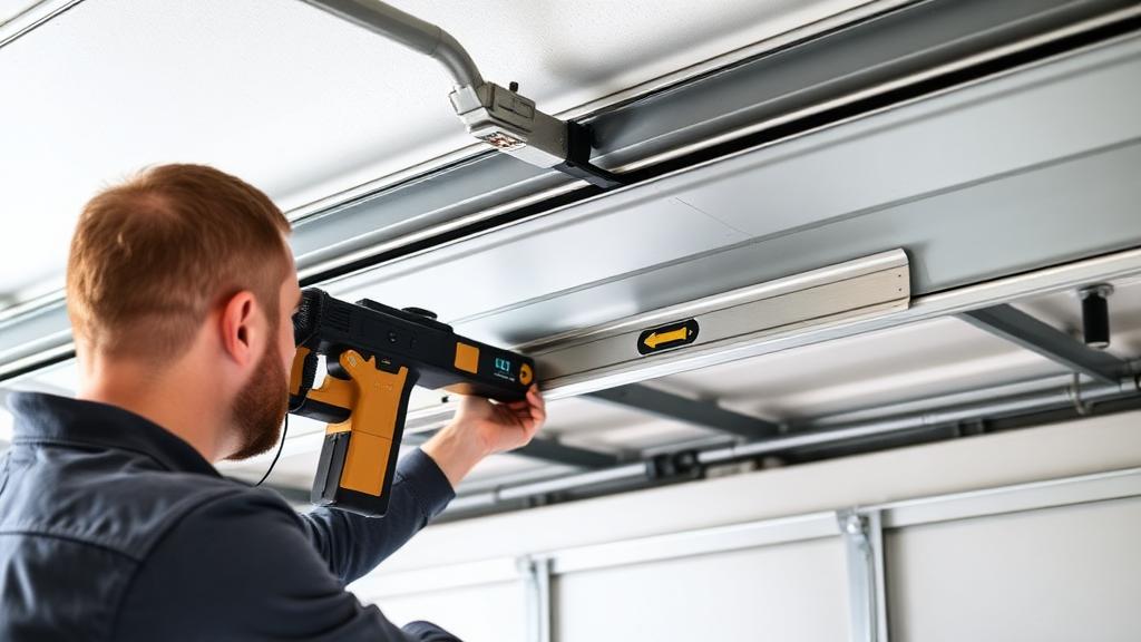 Technician adjusting garage door spring balance for proper operation in Rural Hall NC